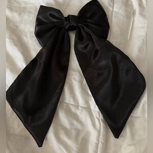 Anthropologie Black Satin Bow Hair Clip